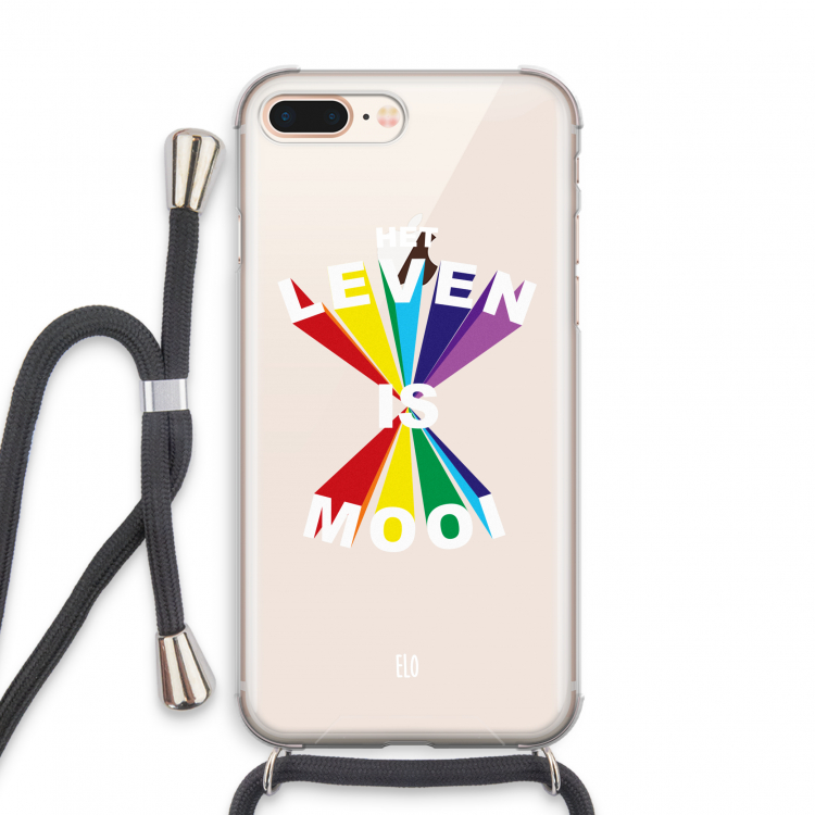 Het Leven Is Mooi: iPhone 8 Plus Transparant Hoesje met koord
