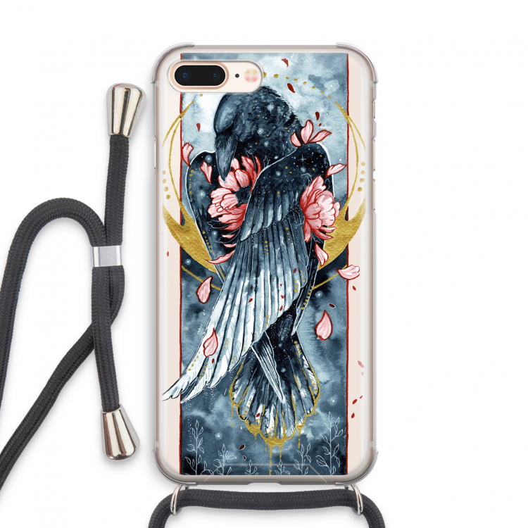 Golden Raven: iPhone 8 Plus Transparant Hoesje met koord