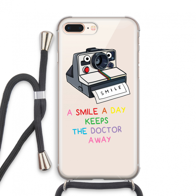 Smile: iPhone 8 Plus Transparant Hoesje met koord