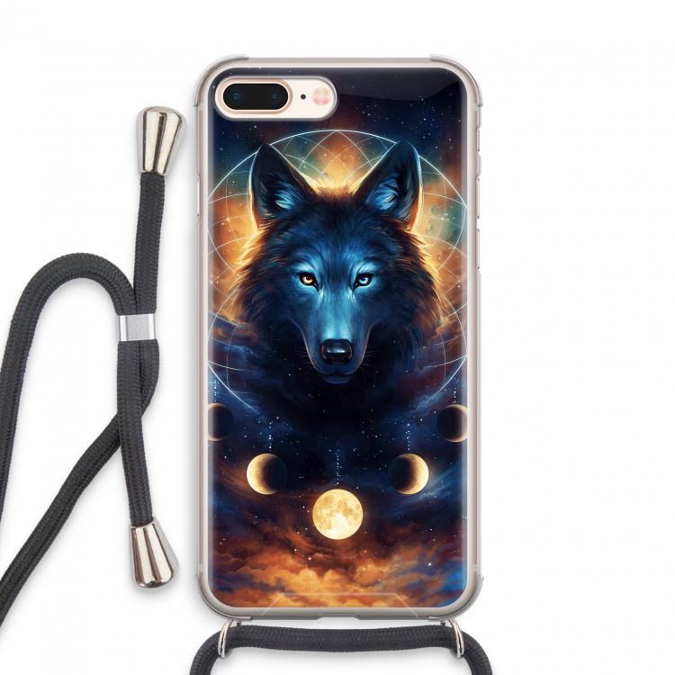 Wolf Dreamcatcher: iPhone 8 Plus Transparant Hoesje met koord