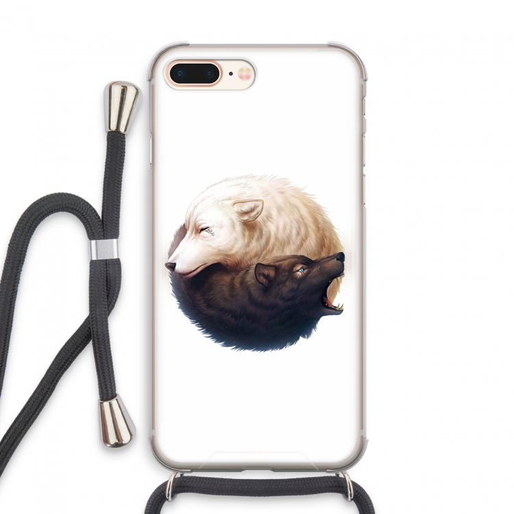 Yin Yang Wolves: iPhone 8 Plus Transparant Hoesje met koord