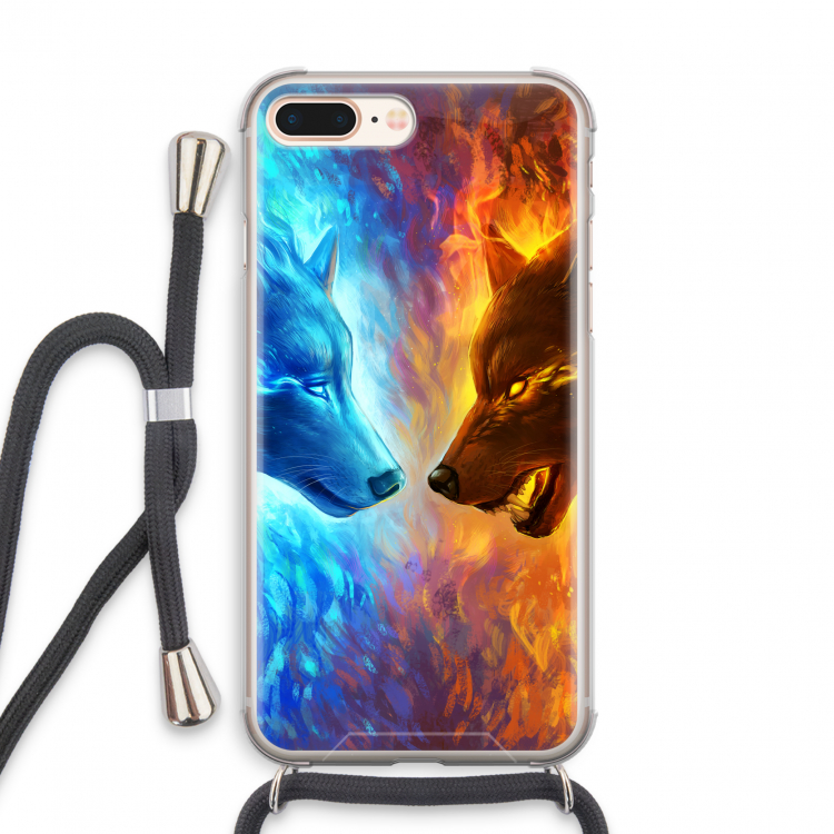 Fire & Ice: iPhone 8 Plus Transparant Hoesje met koord