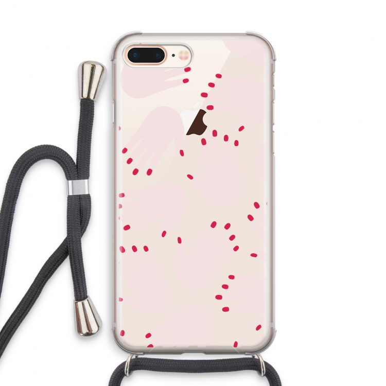 Hands pink: iPhone 8 Plus Transparant Hoesje met koord