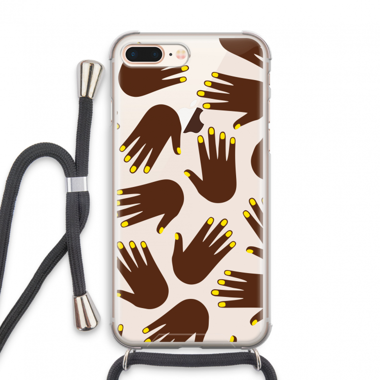 Hands dark: iPhone 8 Plus Transparant Hoesje met koord