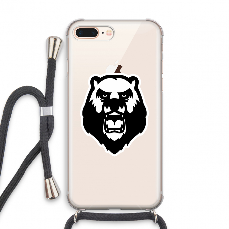 Angry Bear (white): iPhone 8 Plus Transparant Hoesje met koord