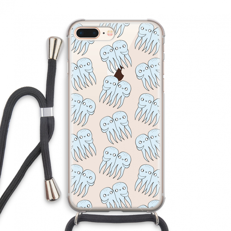Octopussen: iPhone 8 Plus Transparant Hoesje met koord
