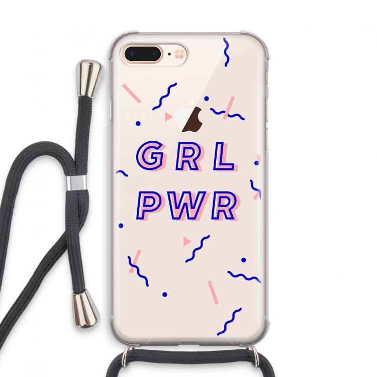 GRL PWR: iPhone 8 Plus Transparant Hoesje met koord