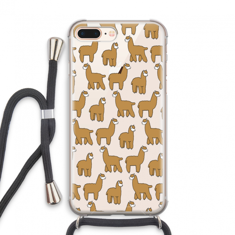 Alpacas: iPhone 8 Plus Transparant Hoesje met koord
