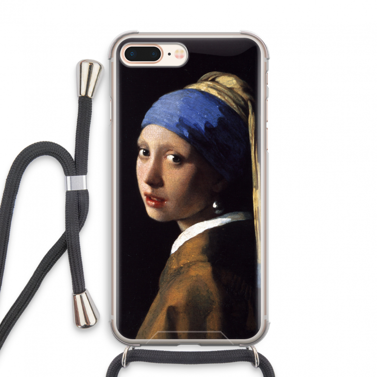 The Pearl Earring: iPhone 8 Plus Transparant Hoesje met koord