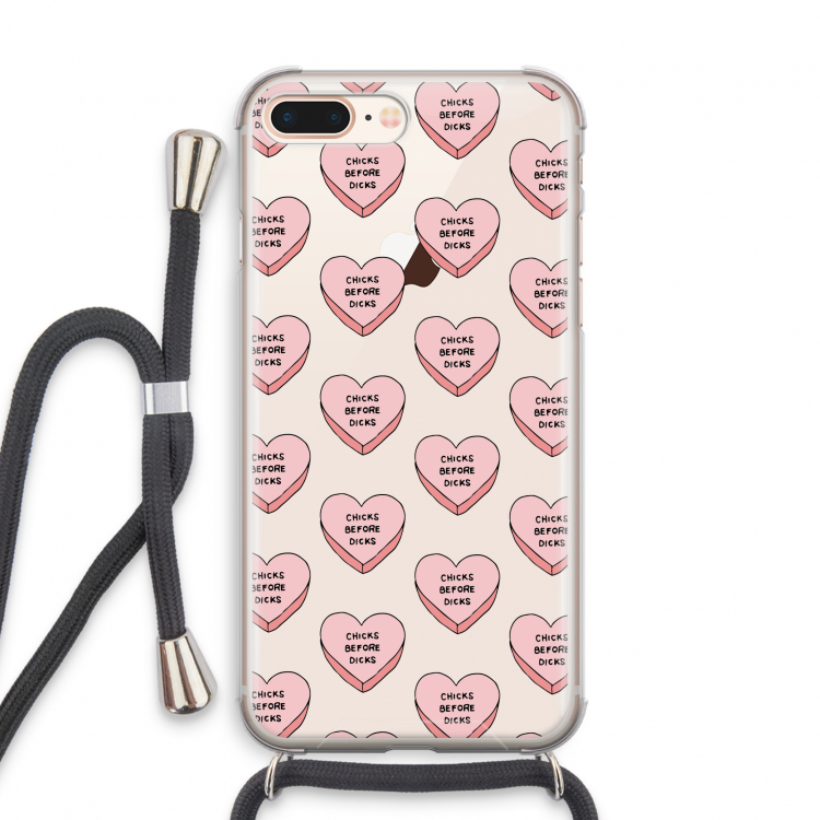 Chicks before dicks: iPhone 8 Plus Transparant Hoesje met koord
