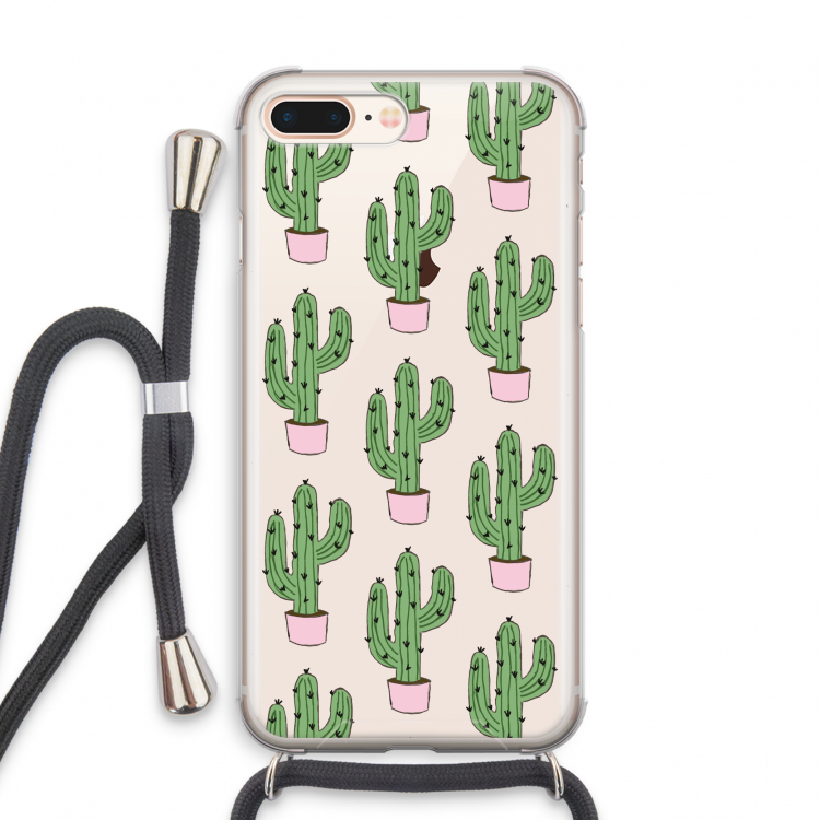 Cactus Lover: iPhone 8 Plus Transparant Hoesje met koord