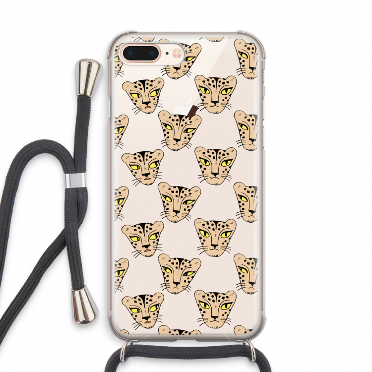 Tijger: iPhone 8 Plus Transparant Hoesje met koord
