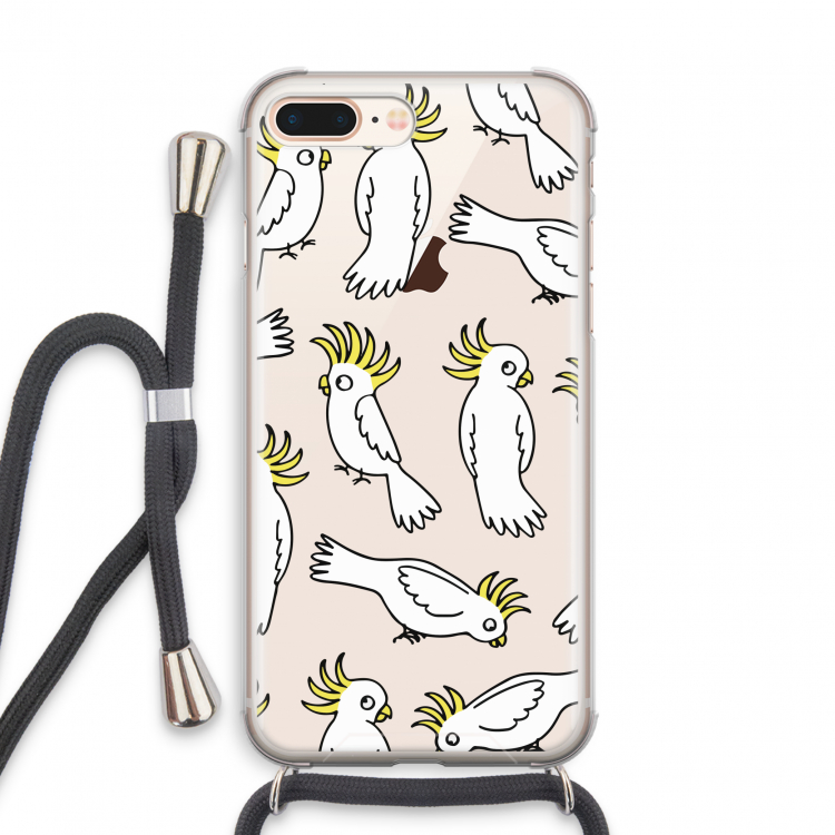 Papegaai: iPhone 8 Plus Transparant Hoesje met koord
