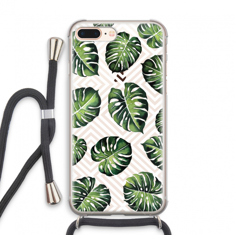 Geometrische jungle: iPhone 8 Plus Transparant Hoesje met koord