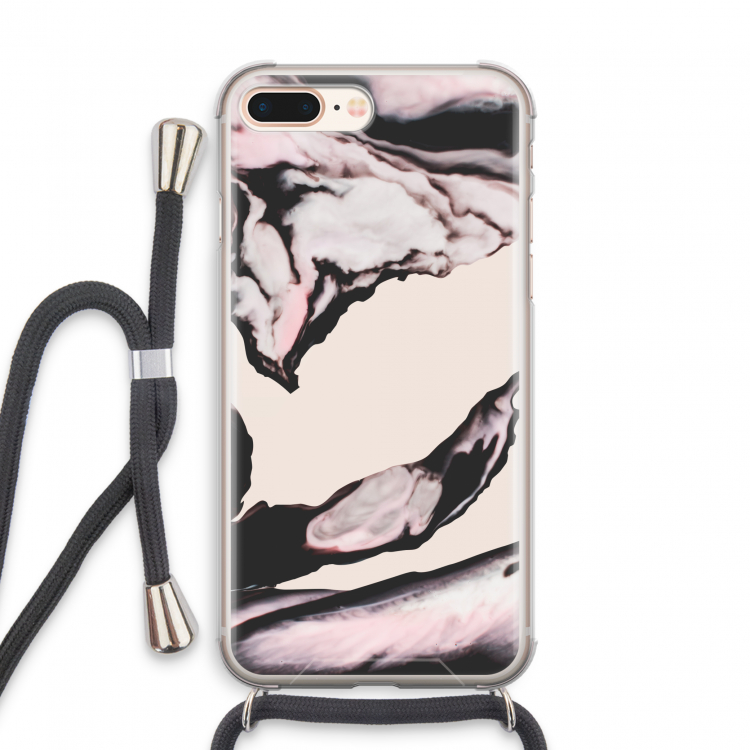 Roze stroom: iPhone 8 Plus Transparant Hoesje met koord