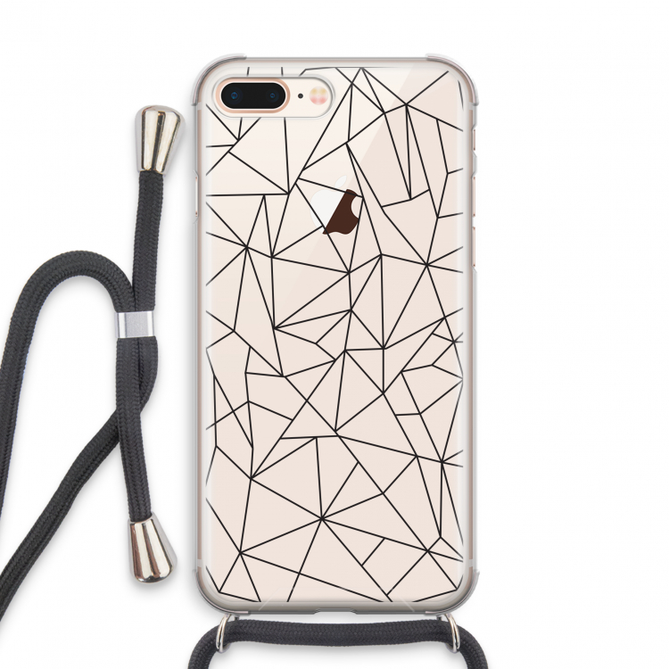 Geometrische lijnen zwart: iPhone 8 Plus Transparant Hoesje met koord