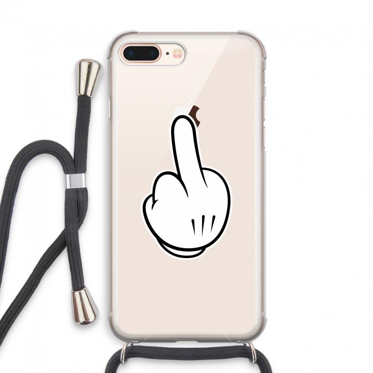 Middle finger black: iPhone 8 Plus Transparant Hoesje met koord