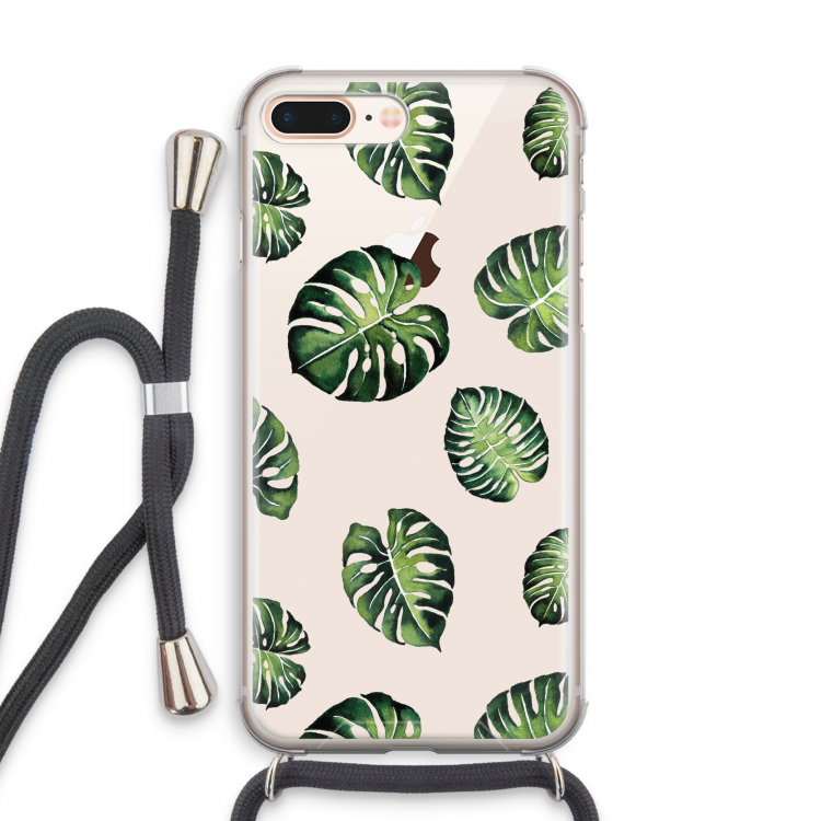 Tropische bladeren: iPhone 8 Plus Transparant Hoesje met koord