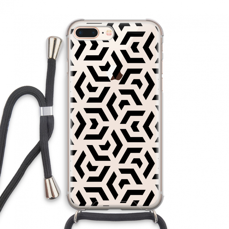 Crazy pattern: iPhone 8 Plus Transparant Hoesje met koord