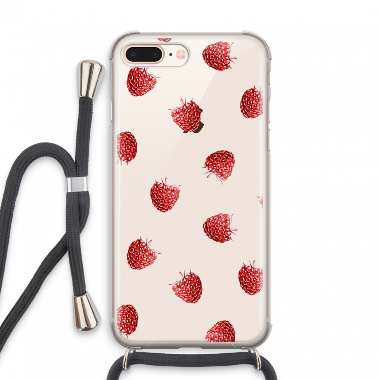 Framboosjes: iPhone 8 Plus Transparant Hoesje met koord