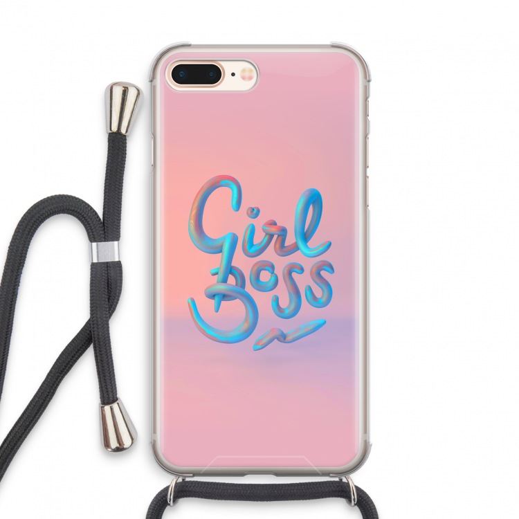 Girl boss: iPhone 8 Plus Transparant Hoesje met koord