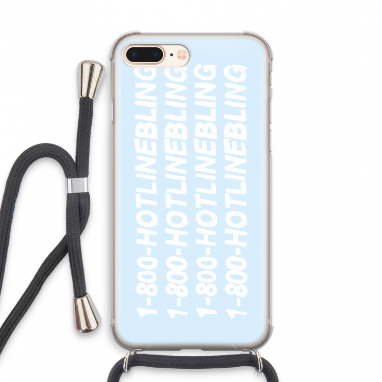 Hotline bling blue: iPhone 8 Plus Transparant Hoesje met koord