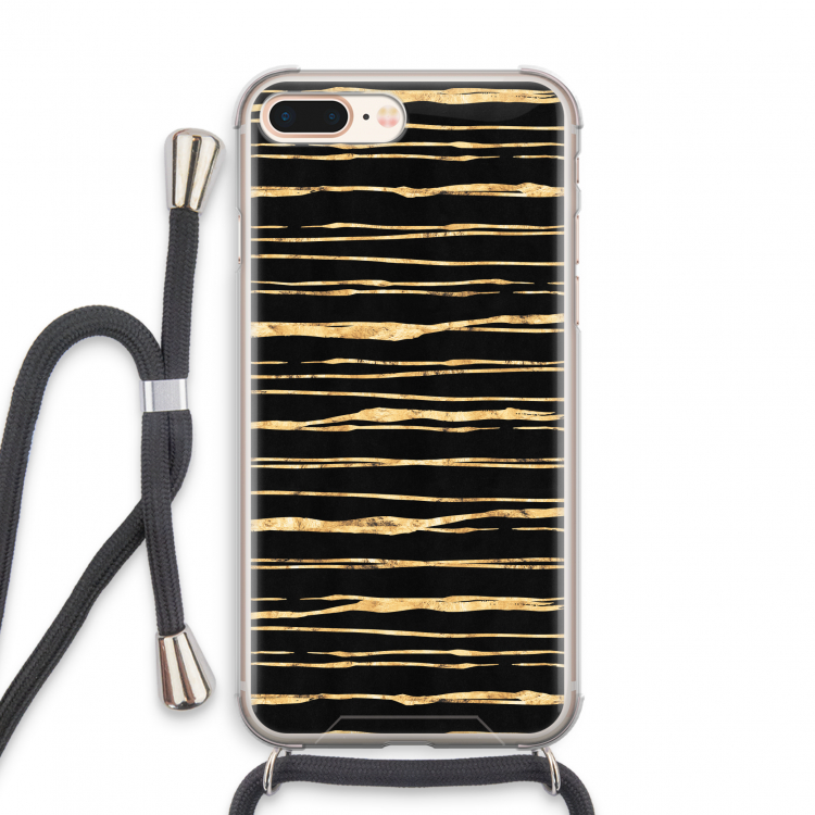 Gouden strepen: iPhone 8 Plus Transparant Hoesje met koord