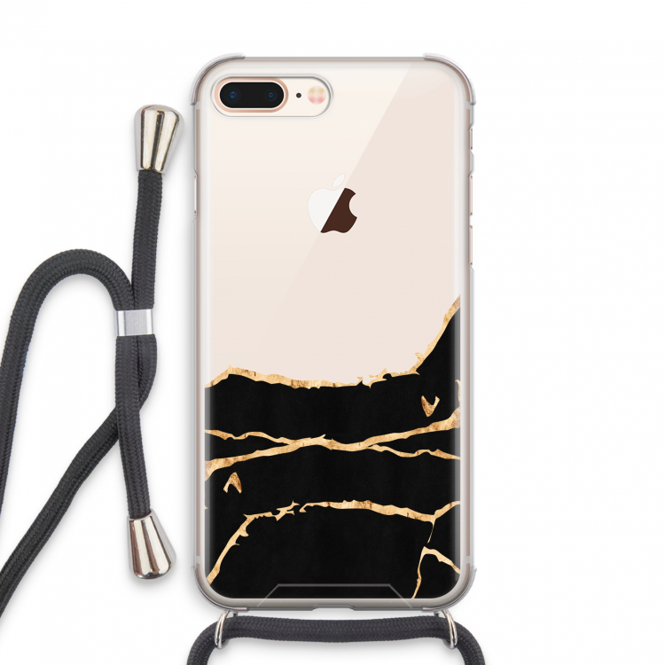 Gouden marmer: iPhone 8 Plus Transparant Hoesje met koord