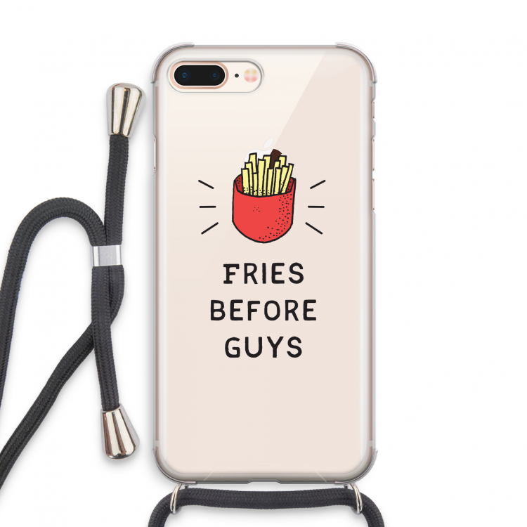 Fries before guys: iPhone 8 Plus Transparant Hoesje met koord