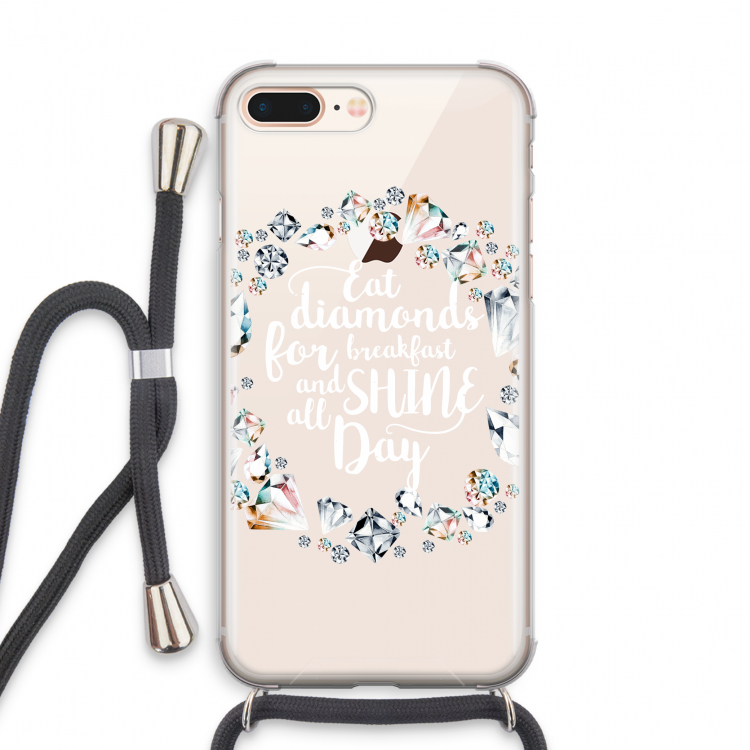 Diamonds: iPhone 8 Plus Transparant Hoesje met koord