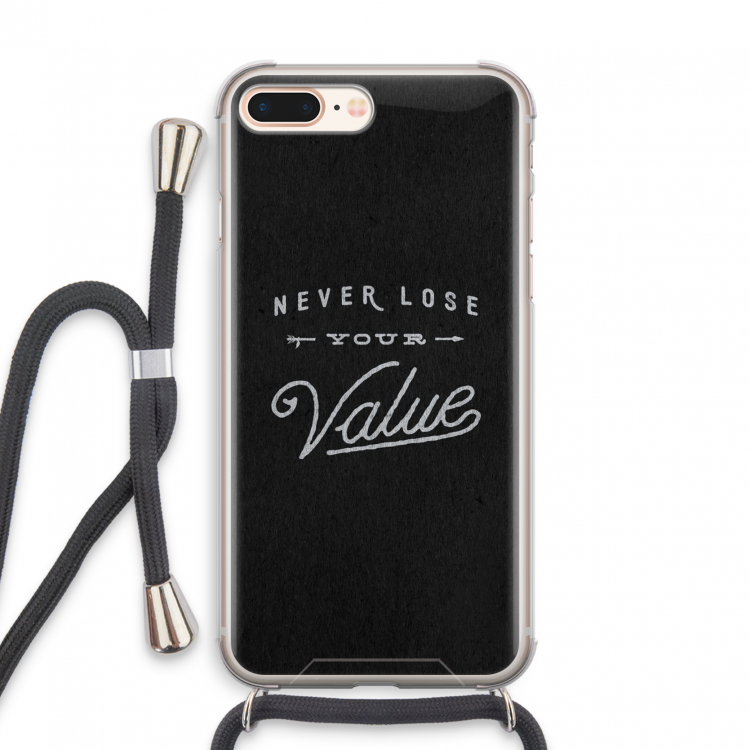 Never lose your value: iPhone 8 Plus Transparant Hoesje met koord