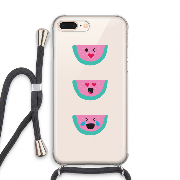 Smiley watermeloen: iPhone 8 Plus Transparant Hoesje met koord
