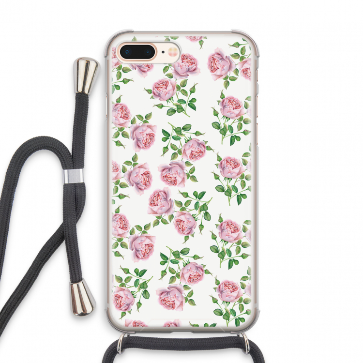 Kleine roosjes: iPhone 8 Plus Transparant Hoesje met koord