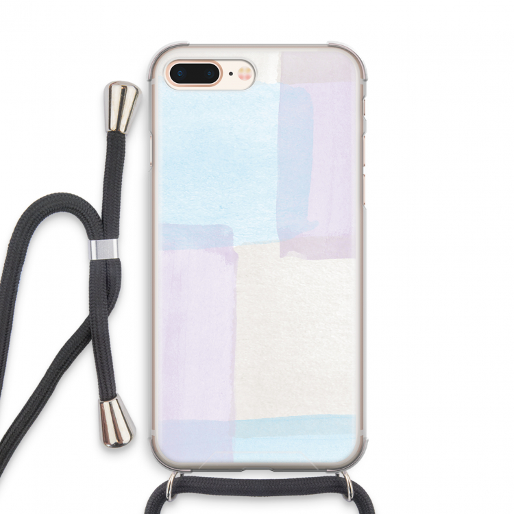 Square pastel: iPhone 8 Plus Transparant Hoesje met koord
