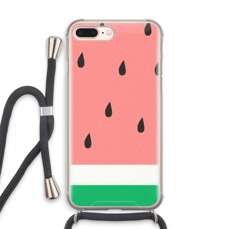 Watermeloen: iPhone 8 Plus Transparant Hoesje met koord