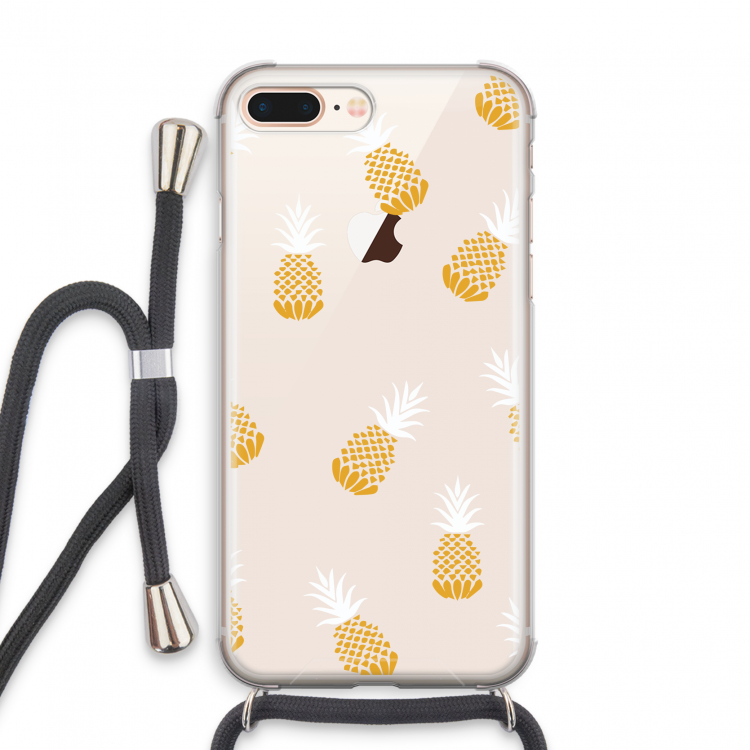 Ananasjes: iPhone 8 Plus Transparant Hoesje met koord