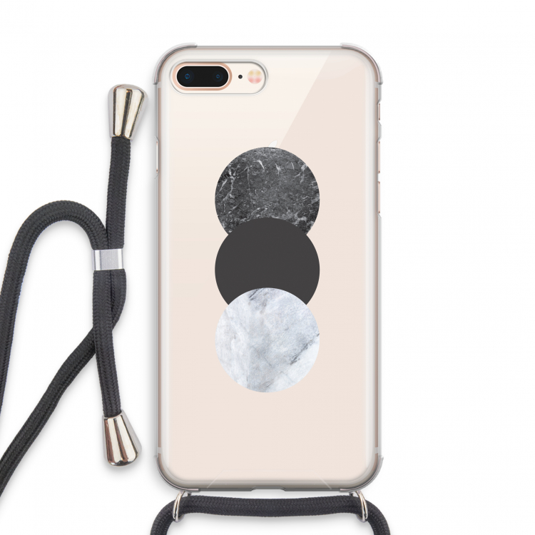 Marmeren cirkels: iPhone 8 Plus Transparant Hoesje met koord