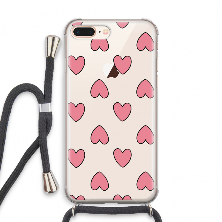 Ondersteboven verliefd: iPhone 8 Plus Transparant Hoesje met koord