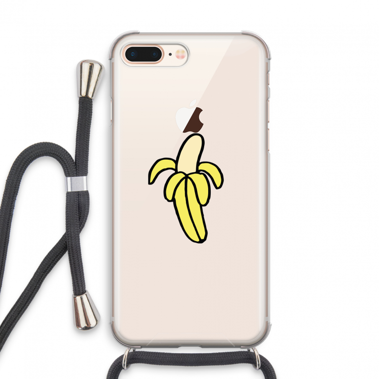 Banana: iPhone 8 Plus Transparant Hoesje met koord