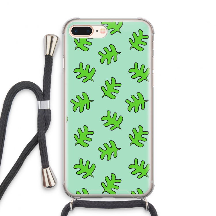 Groene blaadjes: iPhone 8 Plus Transparant Hoesje met koord