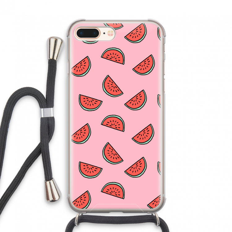 Watermeloen: iPhone 8 Plus Transparant Hoesje met koord