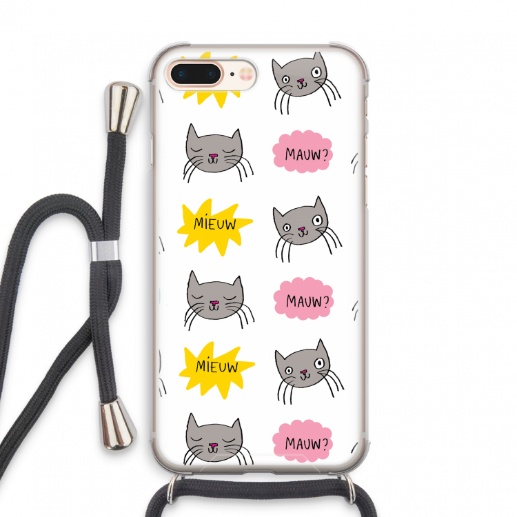 Meow: iPhone 8 Plus Transparant Hoesje met koord