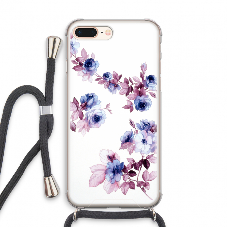 Waterverf bloemen: iPhone 8 Plus Transparant Hoesje met koord