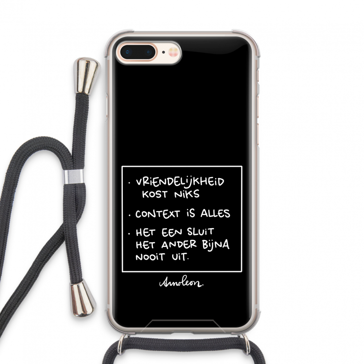 Mijn Motto's: iPhone 8 Plus Transparant Hoesje met koord
