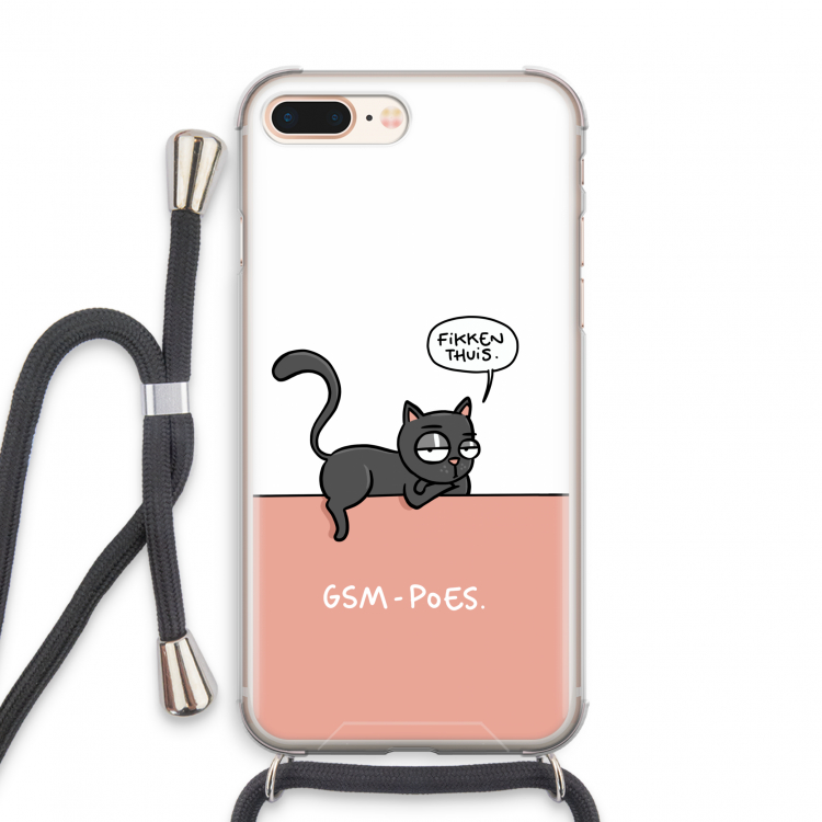 GSM poes: iPhone 8 Plus Transparant Hoesje met koord