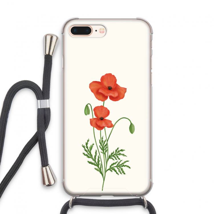 Red poppy: iPhone 8 Plus Transparant Hoesje met koord