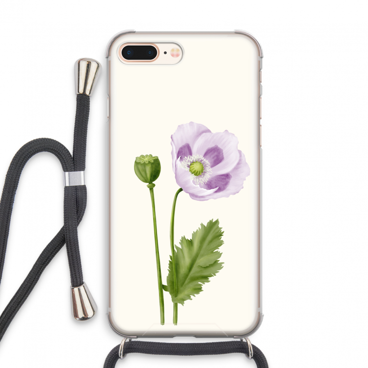 Purple poppy: iPhone 8 Plus Transparant Hoesje met koord