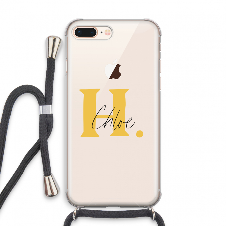 Amber Script: iPhone 8 Plus Transparant Hoesje met koord