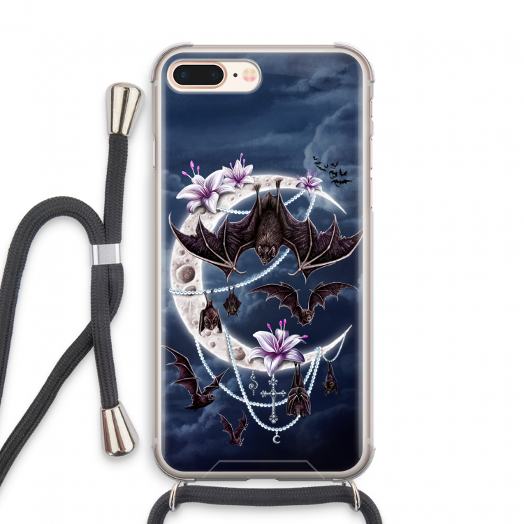 Vleermuizen Maan: iPhone 8 Plus Transparant Hoesje met koord