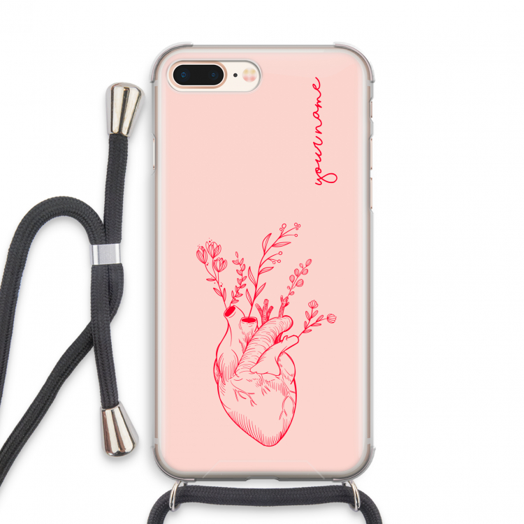 Blooming Heart: iPhone 8 Plus Transparant Hoesje met koord